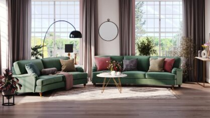 indretter du med en grøn sofa