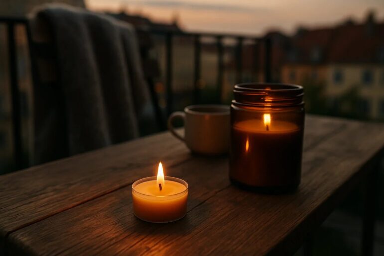 Altane med levende lys