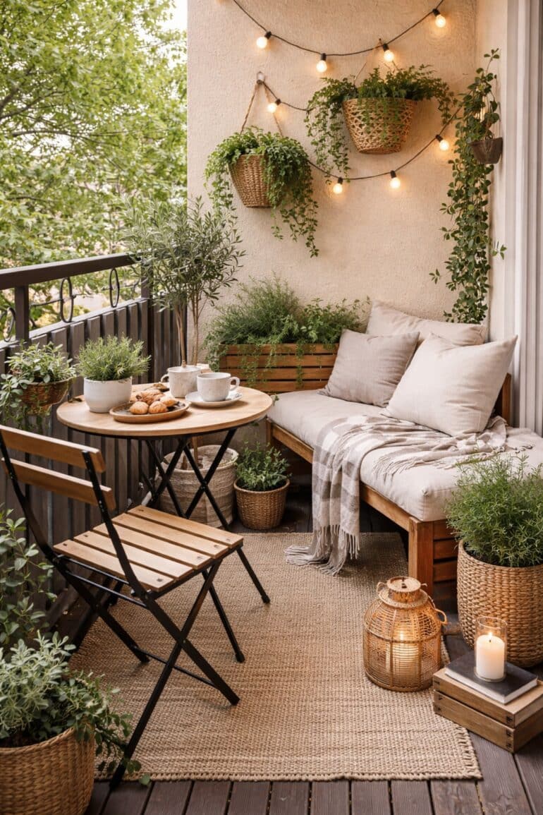 Indrette lille balkon