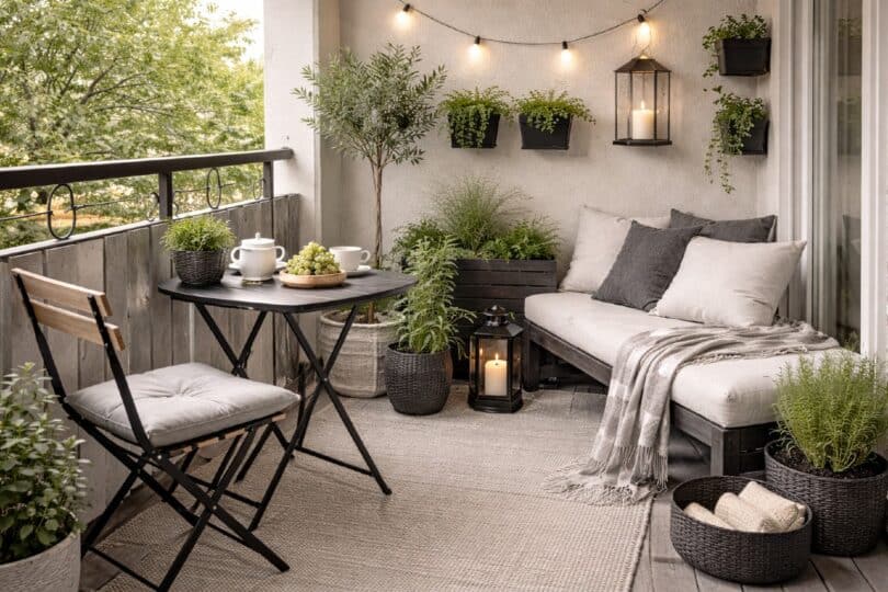 Indrette lille balkon