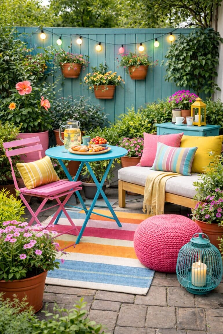 Lille farverig udeplads