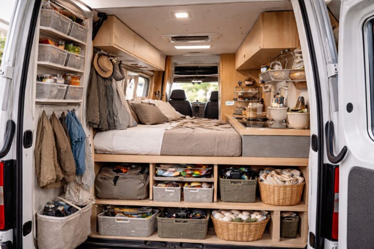 Indret lille autocamper