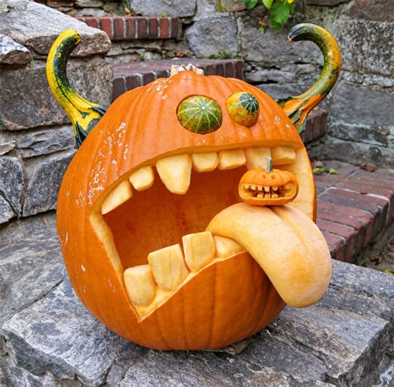Skære græskar ud til halloween